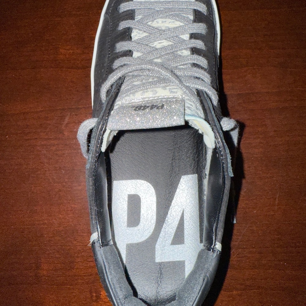 P448 Animal print black and silver sneakers size 7 - Picture 6 of 9